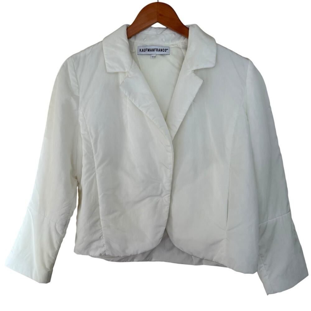 Kaufman Franco Nylon Cropped Puff Blazer Women's White Jacket Size Large